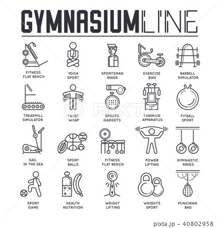 Thin line sporty men and women doing exercises  40802958