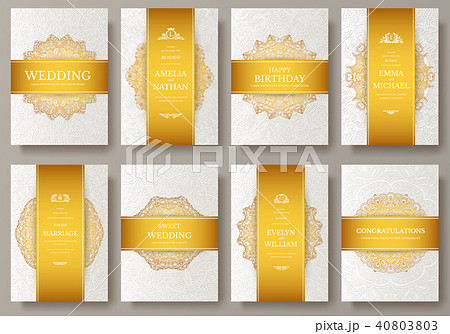 Set of Luxury Gold artistic pages set with logo 40803803