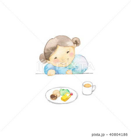 幼児、笑顔の女の子、食事 40804186