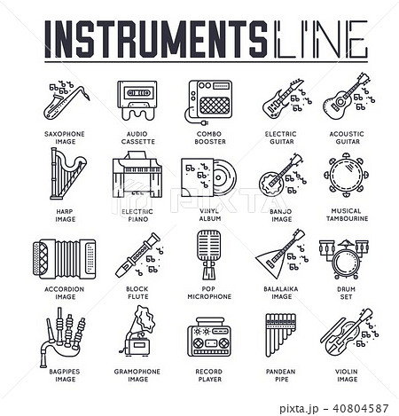 Variety of different music instruments and playing 40804587