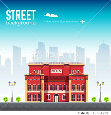 Museum building in city space with road on flat  40804589
