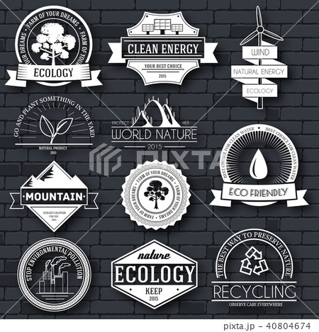 Ecology set label template of emblem element  40804674