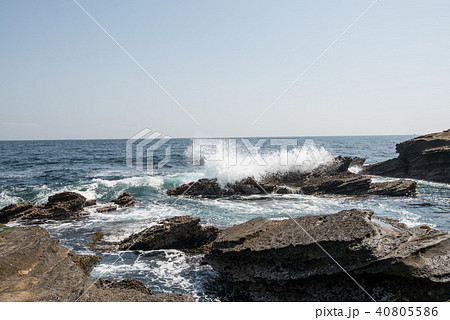 城ヶ島 赤羽根崎の岩礁地帯の写真素材