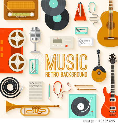 Retro equipment music set circle infographics 40805645