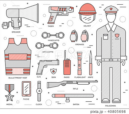 police uniform and set protection staff equipment police uniform and set protection staff equipment 40805698