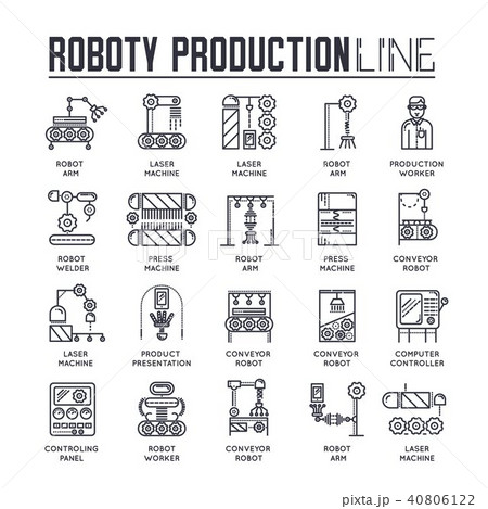 People working on robots assembly line vector  40806122