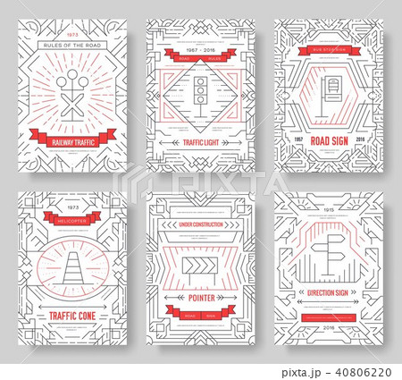 Traffic light day vector brochure cards set. Urban 40806220