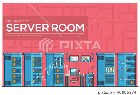 Server room outline vector illustration. Linear Server room outline vector illustration. Linear 40806874