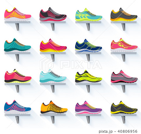 big flat illustration collection set of sneakers big flat illustration collection set of sneakers 40806956