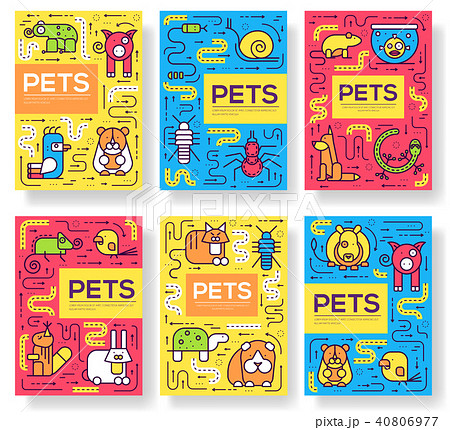 Animal vector brochure cards thin line set. Animal vector brochure cards thin line set. 40806977