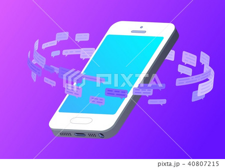 Smartphone with the circle of text messages and speech bubbles floating around. Social media living Smartphone with the circle of text messages and speech bubbles floating around. Social media living 40807215