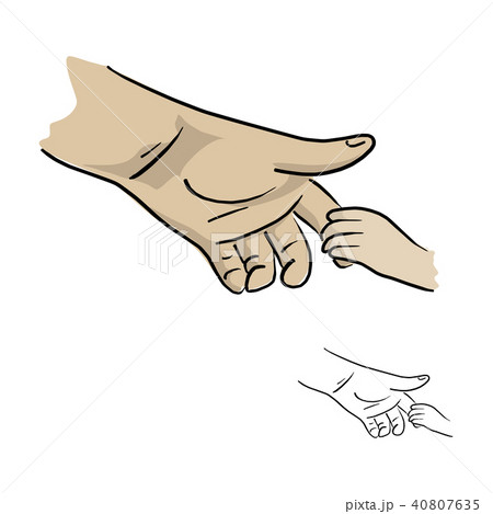 hand of father holding his son vector illustration 40807635