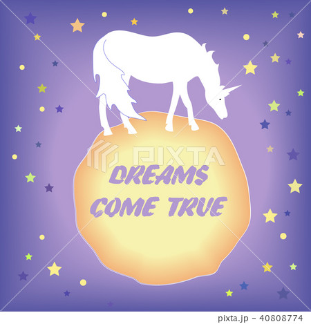 Night sky with stars and unicorn on a planet Night sky with stars and unicorn on a planet 40808774