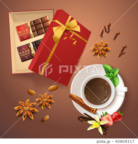 Realistic Chocolate Drink And Spices Realistic Chocolate Drink And Spices 40809317