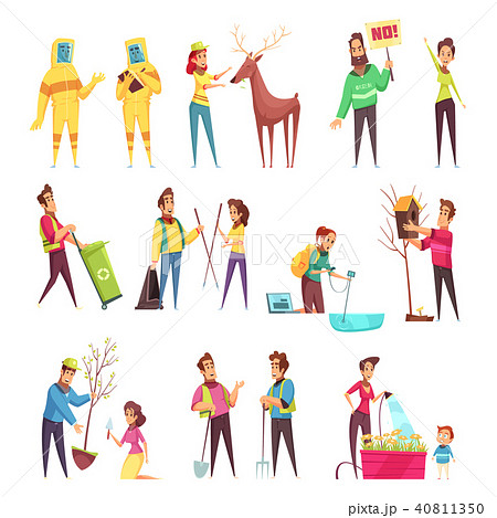 Eco Volunteering Cartoon Set 40811350