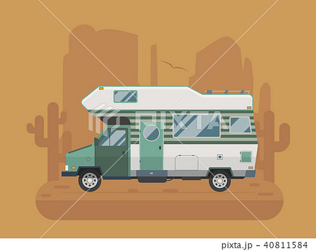 Camper Trailer on desert National Park Area Camper Trailer on desert National Park Area 40811584
