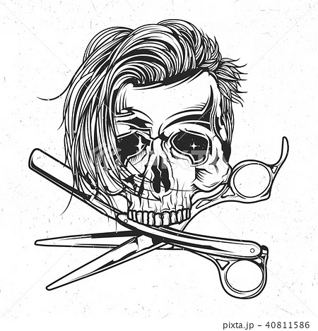 Skull, razor and scissors Skull, razor and scissors 40811586