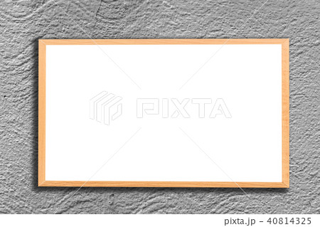 Mock up blank wooden picture frame on brick wall 40814325