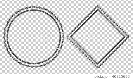 黒単色の装飾枠 円形とひし形のイラスト素材