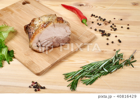 baked pork with salad and spices baked pork with salad and spices 40816429