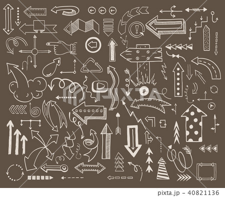 Vector illustration of arrow icons hand drawn sketch doodle hand drawn style. Orientation navigation 40821136