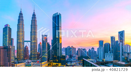 ペトロナスツインタワーの夕焼け ペトロナスツインタワーの夕焼け 40821729