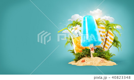 Refreshment ice cream and tropical palm 40823348