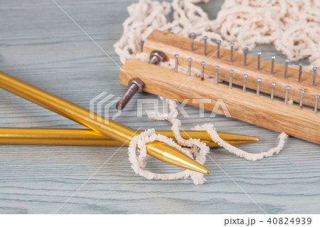 hand craft tool yarn and knitting on wood hand craft tool yarn and knitting on wood 40824939