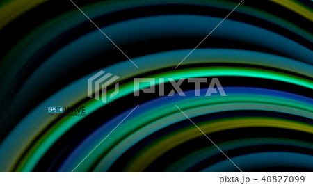 Fluid rainbow colors on black background, vector wave lines and swirls 40827099