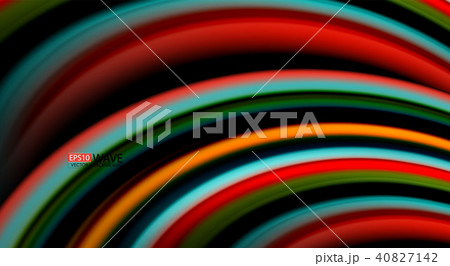 Fluid rainbow colors on black background, vector wave lines and swirls Fluid rainbow colors on black background, vector wave lines and swirls 40827142