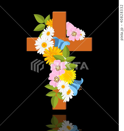 cross with flowers cross with flowers 40828332