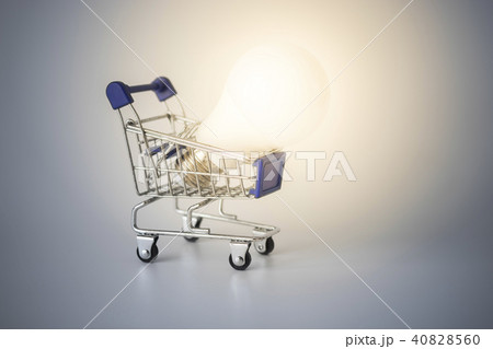 Lightbulb on shopping cart. 40828560