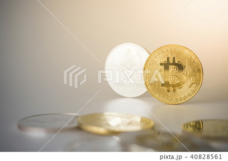 Golden Bitcoin and Etherium 40828561
