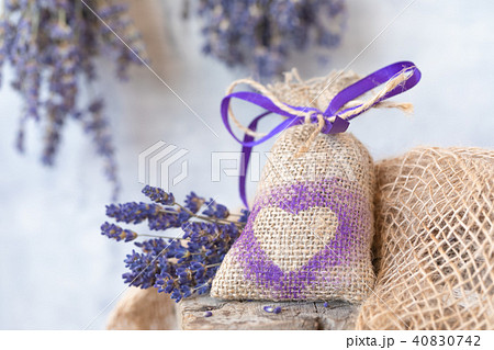 Sachet with Lavender on the rustic background 40830742