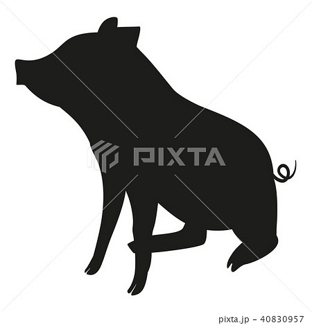 Black and white sitting pig silhouette 40830957