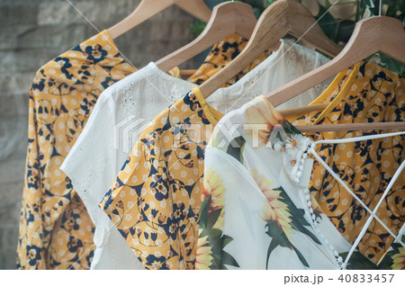 women clothes on hangers in fashion store women clothes on hangers in fashion store 40833457