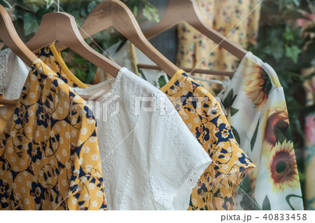 women clothes on hangers in fashion store  40833458