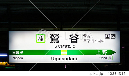山手線　駅名標　鶯谷駅　JY06　外周り 40834315