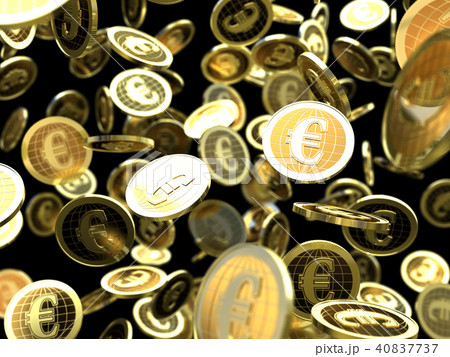 CG　イラスト　コイン　舞い落ちる　バックグラウンド　ユーロ 40837737