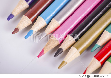 colorful color pencil stacked on white background colorful color pencil stacked on white background 40837784