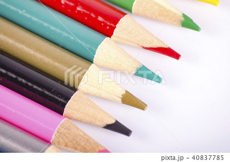 colorful color pencil stacked on white background  40837785
