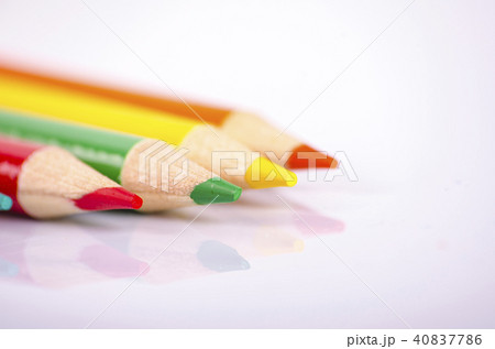 colorful color pencil stacked on white background  40837786
