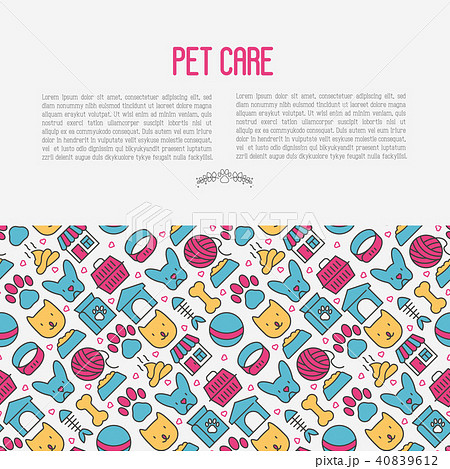 Pet care concept with thin line icons Pet care concept with thin line icons 40839612