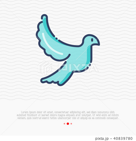 Thin line icon of flying dove, sign of love 40839780