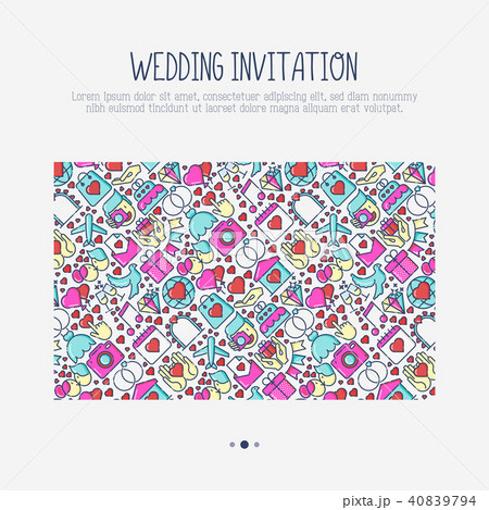 Wedding invitation concept with thin line icons Wedding invitation concept with thin line icons 40839794