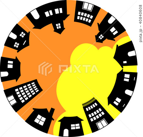 円形 街並み イラストのイラスト素材