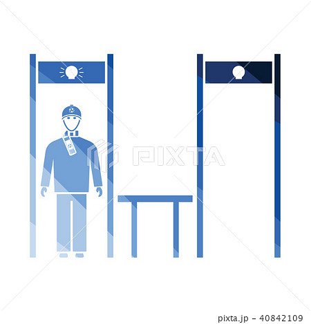 Stadium metal detector with inspecting fan icon Stadium metal detector with inspecting fan icon 40842109