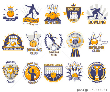 Bowling Logo Vector Bowler Sport Game With のイラスト素材