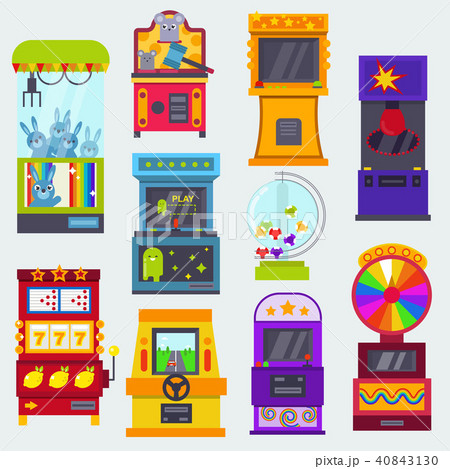 Game machine vector arcade gambling games in casino where gamesome gambler or gamer bet in gaming 40843130
