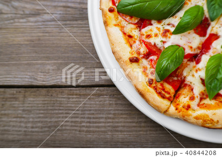 Margherita Italian pizza, flat lay with copyspace 40844208